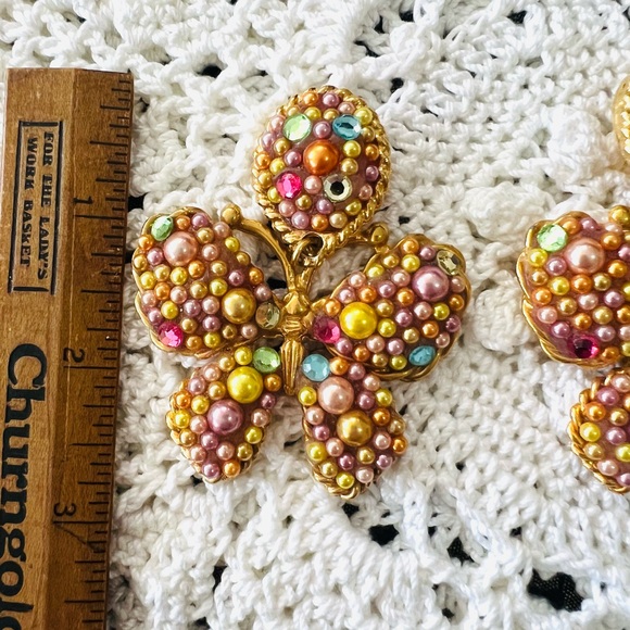 Vintage Rare Jacky De G Paris Runway Butterfly clip Earrings, HUGE OOAK - Picture 7 of 11